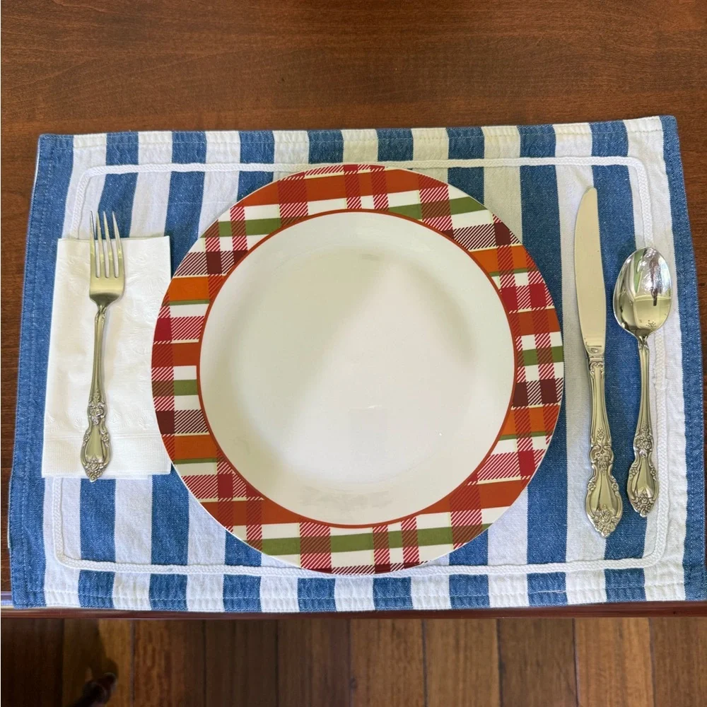 Sur La Table 4-13x18-Blue/White Striped Placemats❗️